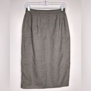 Bernard Holtzman 100% Wool Midi Pencil Skirt Gray Vintage Career Modest Size 8